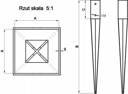 Podstawa Słupa Kotwa Wbijana Wb-3 91X900X2,0 Ocynk - zdjęcie 2