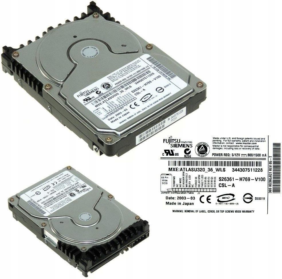 Dysk Serwerowy Fujitsu S26361 H769 V100 36GB 10k Scsi KU36L461