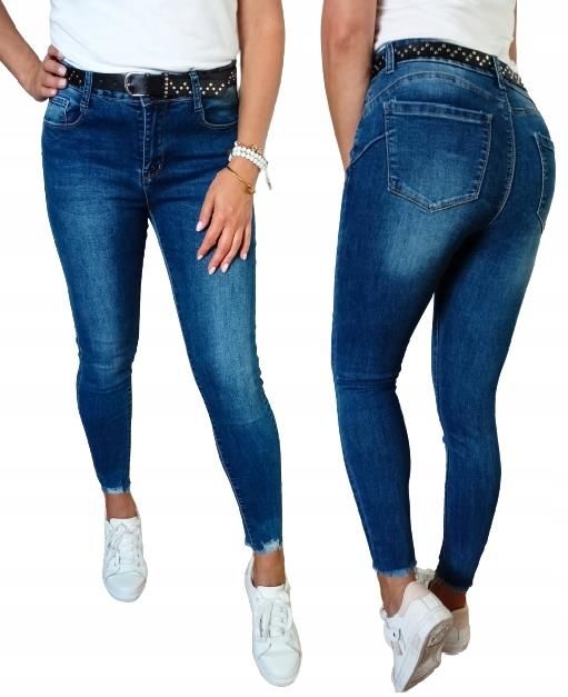 MS2 Jeansy M sara Push Up Z Paskiem wyszczuplające r 46 3XL 36