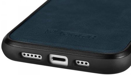 Icarer Etui Pokryte Naturalną Skórą Do Iphone 14 Pro Leather Oil Wax Granatowy - zdjęcie 4