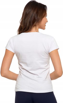 Biały T-shirt Damski Koszulka Z Krótkim Rękawem Bawełniana Basic Moraj R.m - zdjęcie 4