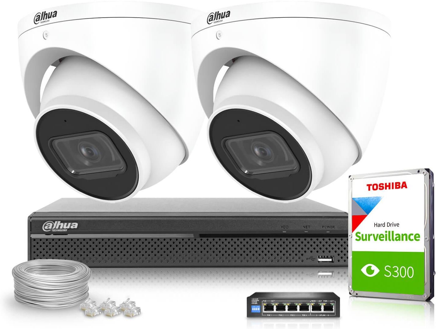 Zdjęcie Dahua Zestaw Do Monitoringu Ip 2X Ipc-Hdw3541Em-S-0280B-S2 5Mpx Ir 50M Afsa Ai Ssa Smd 4.0 Quick Pick Analiza Ivs (ZM26286) - Radomsko
