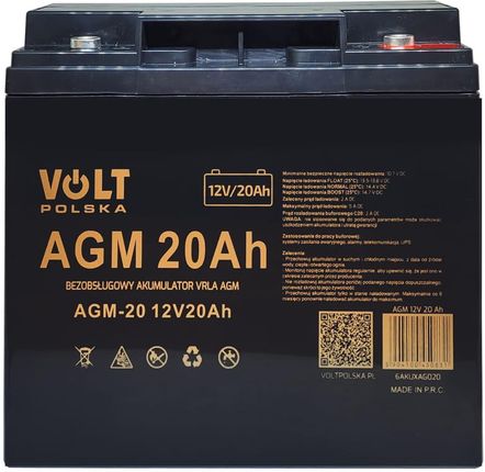 Volt Polska Vrla Agm 12V 20Ah (6AKUXAG020) - zdjęcie 2