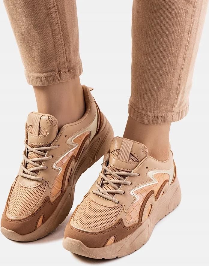 Brązowe sneakersy damskie nude damskie C1090 17661 rozmiar 38 Ceny i