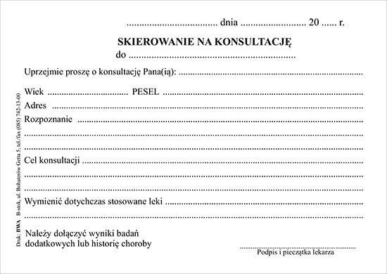 Bwa Skierowanie Na Konsultację A6 100 Ceny i opinie Ceneo pl