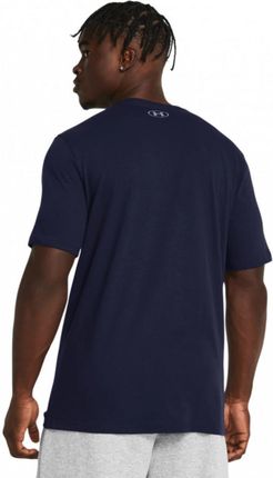 Męski t-shirt z nadrukiem Under Armour UA Foundation Short Sleeve - granatowy - zdjęcie 2