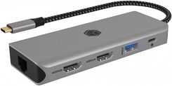 Zdjęcie Icybox IB-DK4012-CPD 9w1, 2x HDMI, 4K60Hz, 3xUSB, 100W PD,LAN, Czytnik kart (AYICYS000000046) - Choroszcz