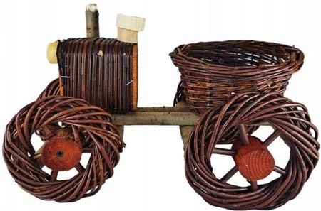 Traktorek z wikliny z doniczką ciemny mini 35x21x20 cm WIKLINOLANDIA Ozdoba ogrodowa - zdjęcie 3