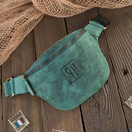 SASZETKA DAMSKA SKÓRZANA NERKA W STYLU VINTAGE ZIELONA PAOLO PERUZZI T-97-HGR - zdjęcie 4