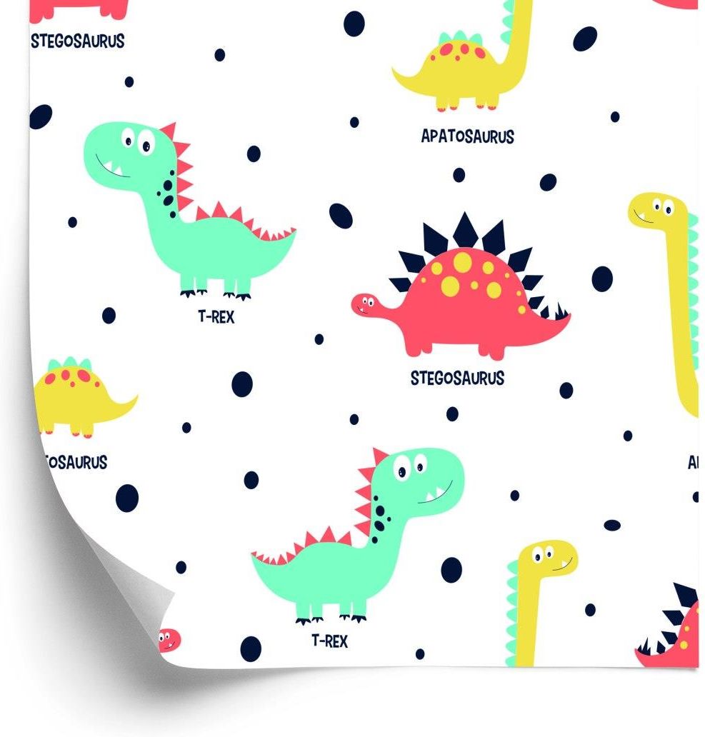 Tapeta Do Pokoju Dziecka Kolorowe Dinozaury Kropki Opinie I Ceny Na