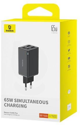 Baseus Gan6 Pro 2Xusb-C + 2Xusb 65W Czarny - zdjęcie 2
