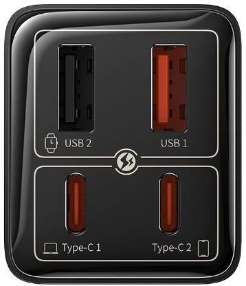 Baseus Gan6 Pro 2Xusb-C + 2Xusb 65W Czarny - zdjęcie 3