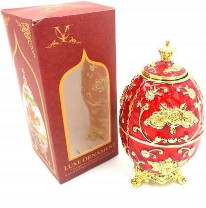 Kemis House Of Gadgets Replika Jaja Faberge Czerwono Złote Z Motywem Róży - zdjęcie 2