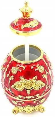 Kemis House Of Gadgets Replika Jaja Faberge Czerwono Złote Z Motywem Róży - zdjęcie 3