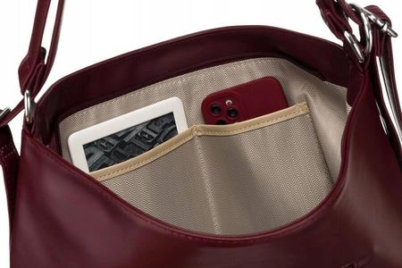 Shopperka damska hobo Rovicky R-073-01 bordowa - zdjęcie 3