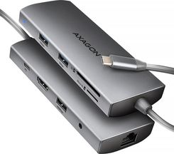 Zdjęcie Axagon HMC-8HLSA Wieloportowy hub USB-C 3.2 Gen 1 hub, 3x USB-A + 4K/30Hz HDMI + SD/microSD, GLAN, Audio, PD 100W, 20cm USB-C kabel (HMC8HLSA) - Golub-Dobrzyń