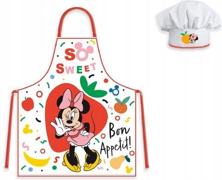 Aptex Fartuszek Dla Dziecka Czapka Szefa Myszka Minnie Disney Biały Z Owocami - zdjęcie 4