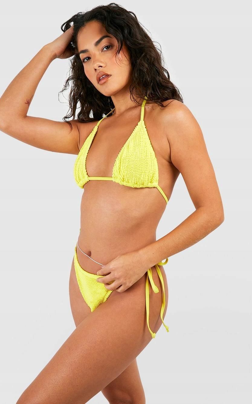 Boohoo Żółty Dół Od Bikini Tekstura Wiązanie 032 NG2 S Ceny i opinie