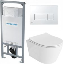 Zdjęcie ALCAPLAST KOMFORT C201 zestaw stelaż+miska wc LAVITA RAJA+przycisk M571 chrom połysk - Szamotuły