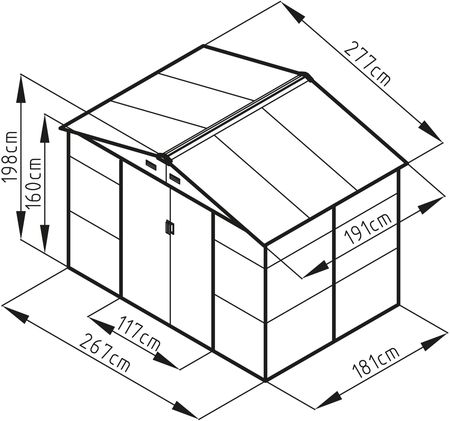 Domek Ogrodowy G21 Gah 529 277 X 191 cm Antracytowy - zdjęcie 5