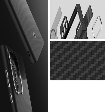 Etui Spigen Enzo Aramid Do Samsung Galaxy S24 Ultra Czarny Matowy - zdjęcie 3