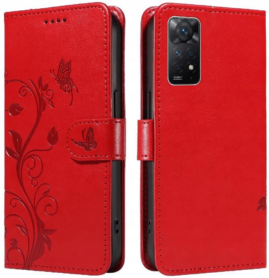 Etui Dla Xiaomi Redmi Note 11 Pro Wytłoczony Motyl Z Paskiem Na Rękę I