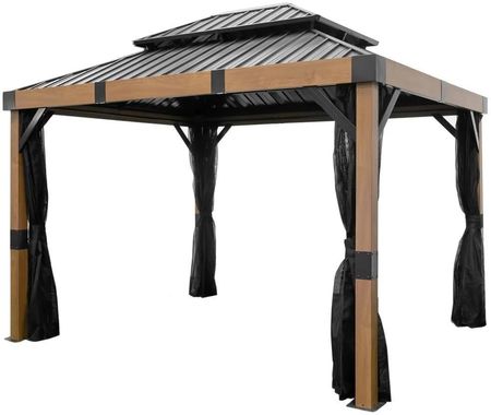 Sojag Shelterlogic Pawilon Aluminiowy Fontana 10X12 Z Moskitierą Imitującą Drewno Czarny 298X363X310cm Sj03800 - zdjęcie 5