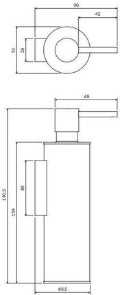 Omnires MP60721CPB MODERN PROJECT Dozownik wiszący miedź szczotk - zdjęcie 2