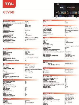 TCL Telewizor LED 65V6B 65 cali 4K UHD - zdjęcie 3