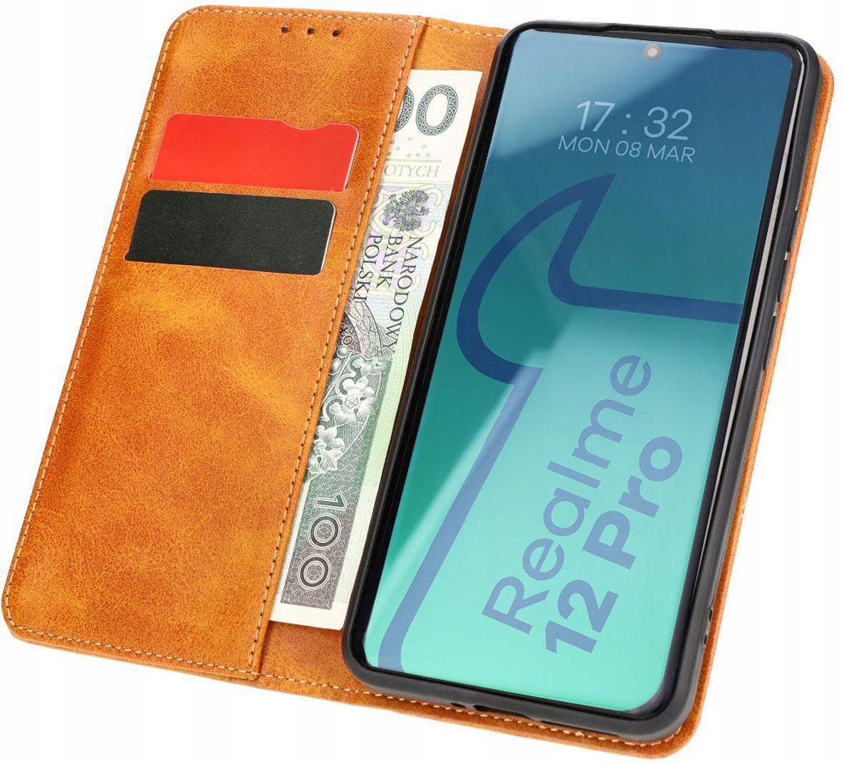 Bizon Etui Magnetyczne Portfel Do Realme 12 Pro Zamykane Z Klapką