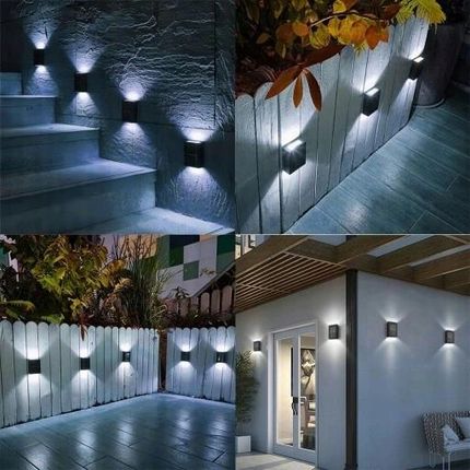 2Xlampa Solarna Led Ścienna Zewnętrzna Elewacyjna Oświetlenie Solarne Domu - zdjęcie 4