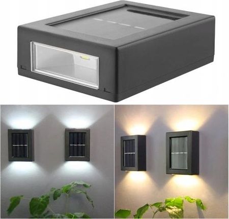 2Xlampa Solarna Led Ścienna Zewnętrzna Elewacyjna Oświetlenie Solarne Domu - zdjęcie 3