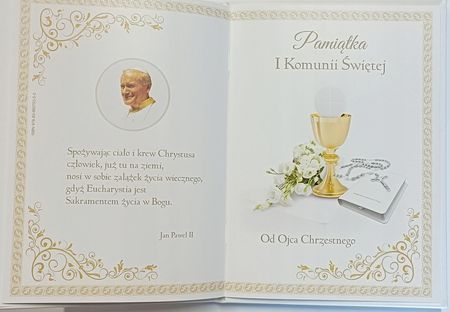 Kartki Z Kotkiem Album A5 Pamiątka Komunii Św. Od Ojca Chrzestnego - zdjęcie 2