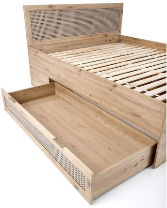 BORNEO LOZ-160 łóżko 160x200 dąb artisan/czarny z szufladą, schowek - zdjęcie 4