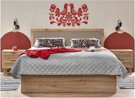 BORNEO LOZ-160 łóżko 160x200 dąb artisan/czarny z szufladą, schowek - zdjęcie 3