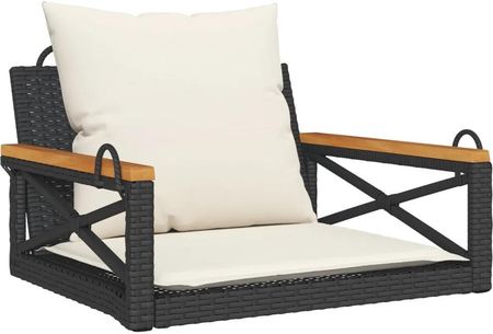 vidaXL Ławka Bujana Z Poduszkami Czarna 63X62X40cm Polirattan 368173 - zdjęcie 3