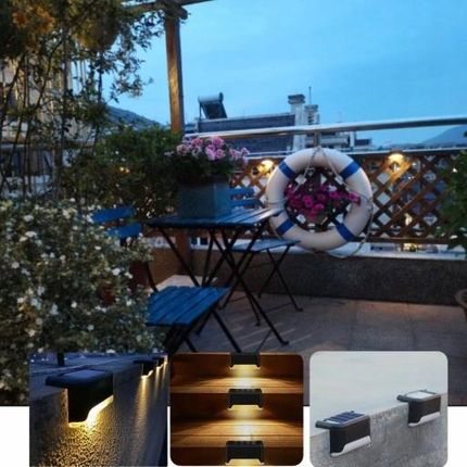 6X Lampki Solarne Ogrodowe Led Na Schody Taras Płot Oświetlenie Balkon - zdjęcie 3