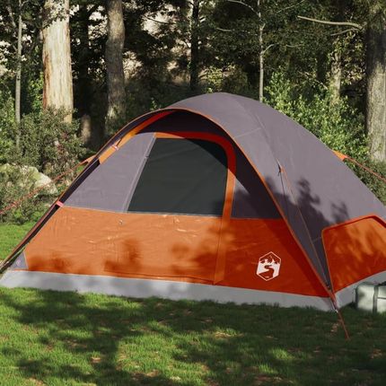 vidaXL Namiot Rodzinny Tipi 6 Os Szaro Pomarańczowy Wodoszczelny 94587 - zdjęcie 2