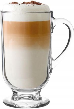 Galicja Szklanki Do Kawy Latte Zestaw Z Uchem Na Nóżce 300Ml 6 Szklanek Komplet (23067) - zdjęcie 3