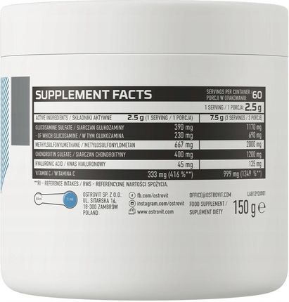 Ostrovit Glukozamina + Msm Chondroityna Malinowy 150g - zdjęcie 4