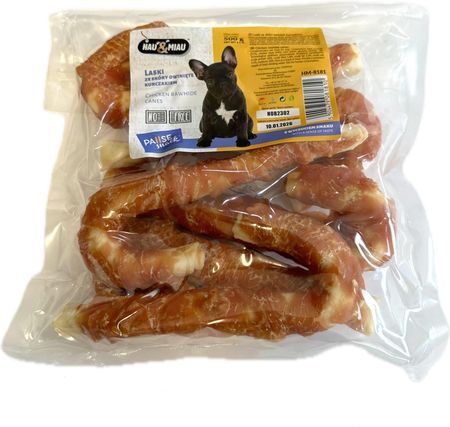 Hau Miau Laski Ze Skóry Owinięte Kurczakiem Przysmak Dla Psa 18Cm 500G - zdjęcie 3