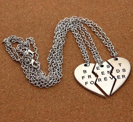 Naszyjnik Przyjaźni Serce Best Friends Forever Damski 3W1 Zestaw Srebrny - zdjęcie 5