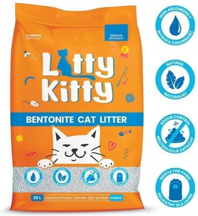 Litty Kitty Żwirek Bentonitowy Naturalny Dla Kota 25L - zdjęcie 3
