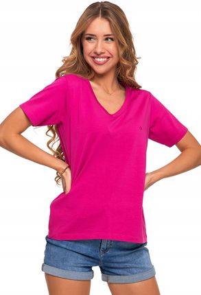 Koszulka Damska Krótki Rękaw T-shirt Bawełna Premium Dekolt V Moraj R.m - zdjęcie 3