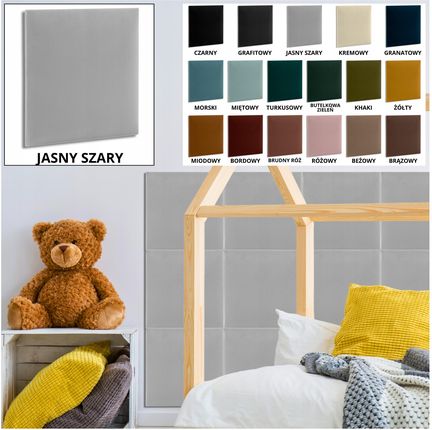 Smartlife24Pl Panele Tapicerowane Welur Kwadrat 30X30 Jasny Szary Wezgłowie Miękkie - zdjęcie 3