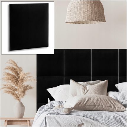 Smartlife Panele Ścienne Tapicerowane 50X50 Kwadrat Czarny Welur Miękki - zdjęcie 4