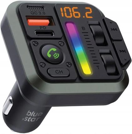 Blue Star Transmiter Fm Qc3 0 Pd 20W Autobeat Mt04B Czarny - zdjęcie 3