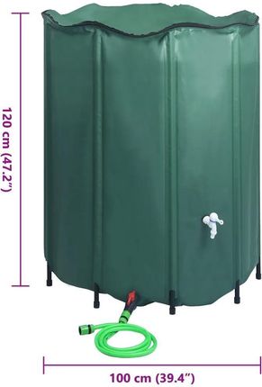 Zakito Home Zbiornik Na Deszczówkę Pvc 1000L Składany Ciemnozielony Zh48607 - zdjęcie 2