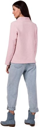 B268 Bluza z Wysokim Kołnierzem - Pudrowa L (40) pudrowy róż - zdjęcie 2