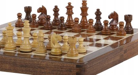 Sunrise Chess & Games Eleganckie Szachy Magnetyczne z intarsjowaną szachownicą 25cm CHI10 - zdjęcie 3